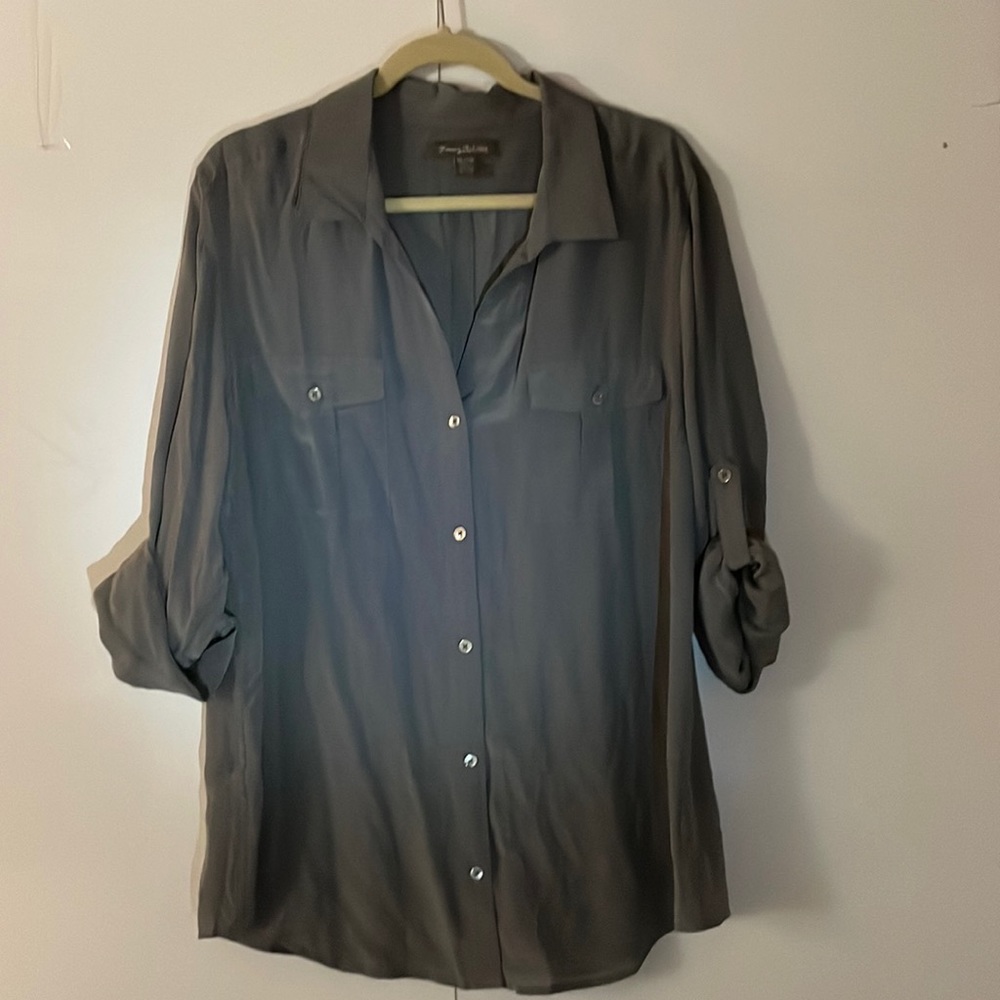 Grey long Tove silk blouse